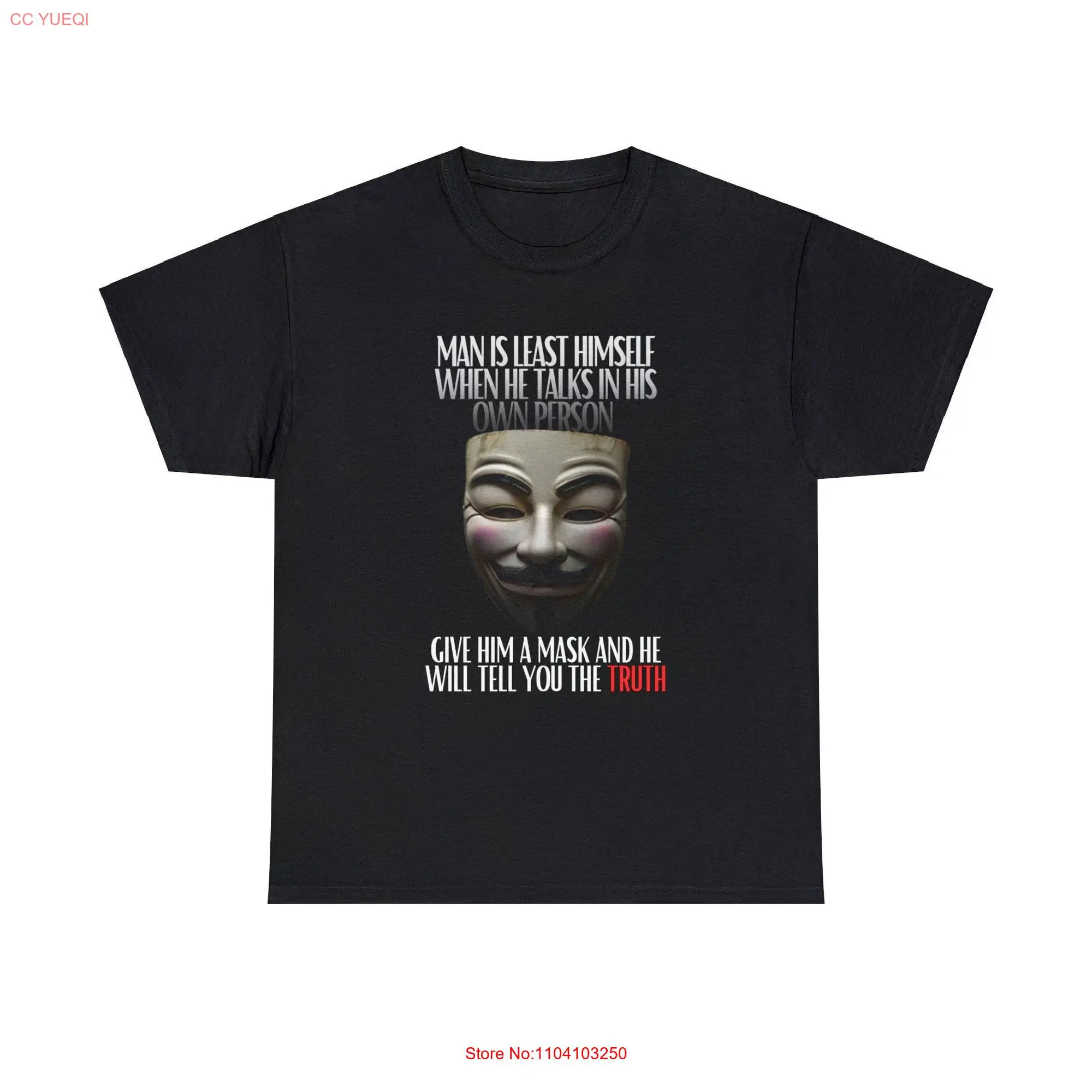 Give Him a Mask Guy Fawkes Heavy Cotton T Shirt long or short sleeves