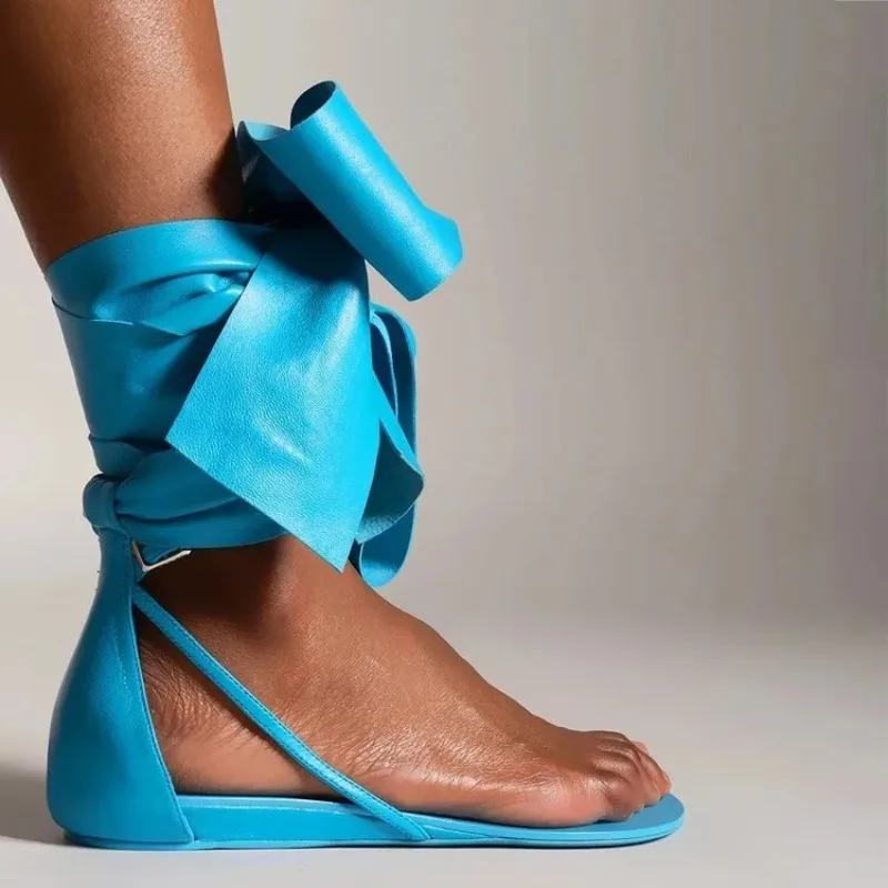 Neue Sommer-Sandalen mit Schmetterlingsknoten, Flache Slip-On Samtsandalen für Damen, Atmungsaktive Modische Rundzehen-Sandalen mit Niedrigem Schaft