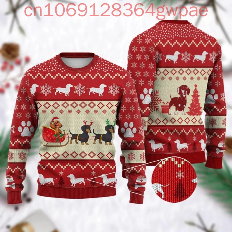 Christmas Dachshund Dog Reindeer Ugly Sweater Funny Dachshund Christmas Sweater Dachshund Xmas Sweater Winter Men Sweater