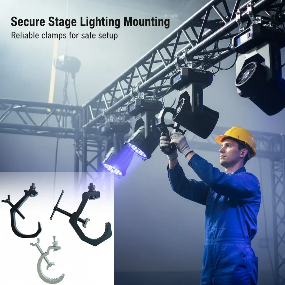 

Stage Lighting Setup Clamp Aluminum Alloy C-Clamp Hooks Truss Tube Mounted Clamps For Wedding Party Audio Lights Effect Machines