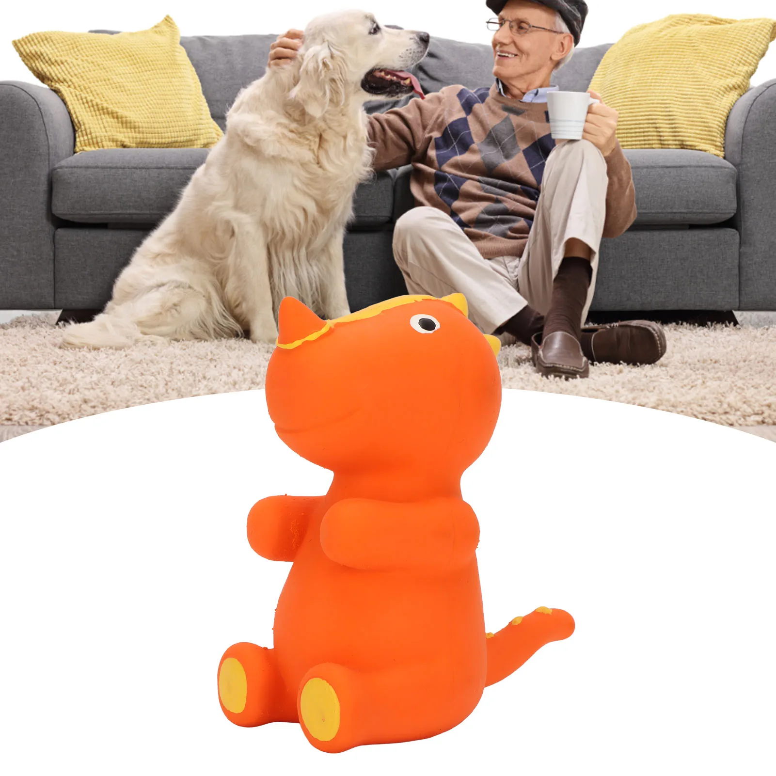 Latex Squeaky Dinosaur Dog Toy Cute Cartoon Palatable Bite Resistant Relieve Anxiety Interactive Squeaky Animal Dog Toy