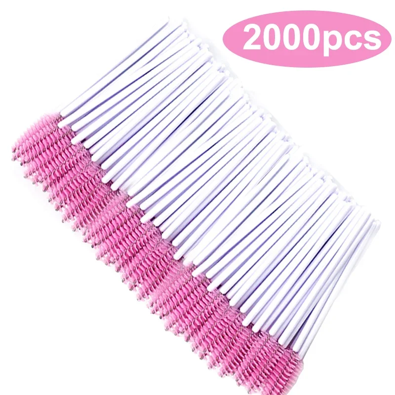 Venta al por mayor 50/1000/2000 Uds herramientas de carretes cepillos de pestañas cepillo varitas para rímel venta al por mayor aplicador de limpieza de pestañas y cejas maquillaje