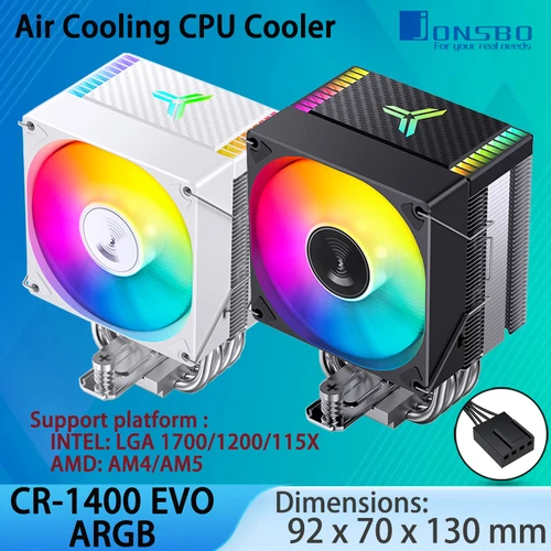Enfriador de CPU Jonsbo CR1400 EVO, refrigeración por aire serie ARGB Mute, ventilador de 92mm, radiador de torre de 4 tubos de calor de cobre, para AMD5/Intel LGA1700