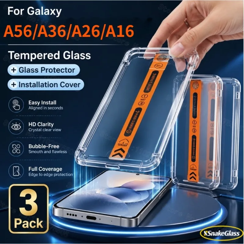 Screen Protector Anti-Shatter Glass for Samsung Galaxy A56/A55/A54/A53/A52/A51A/50/A36/A26/A16/A17/A71/14/A34,Oleophobic 9H Film