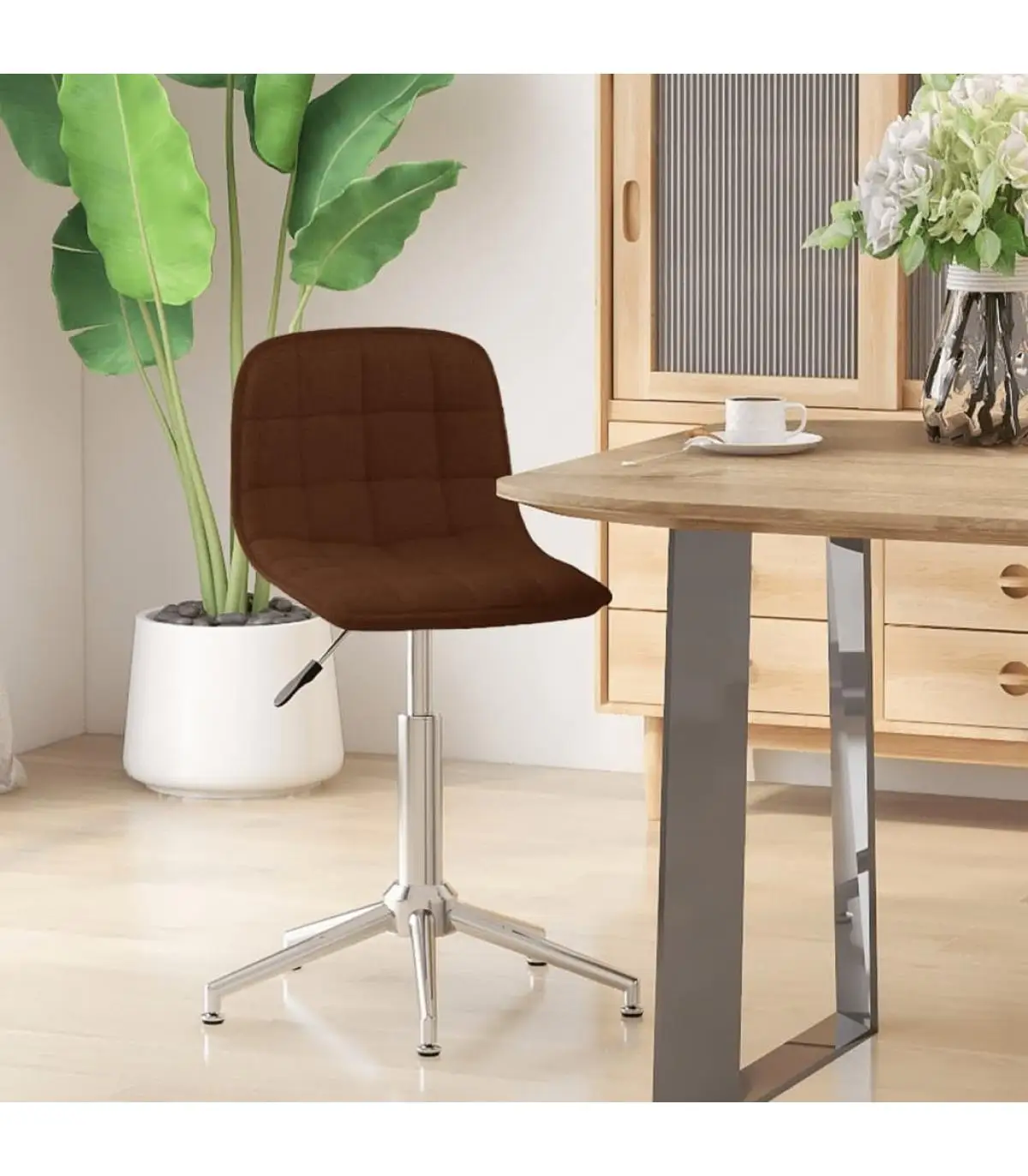 Brown Fabric Swivel Dining Chair Dining Chair