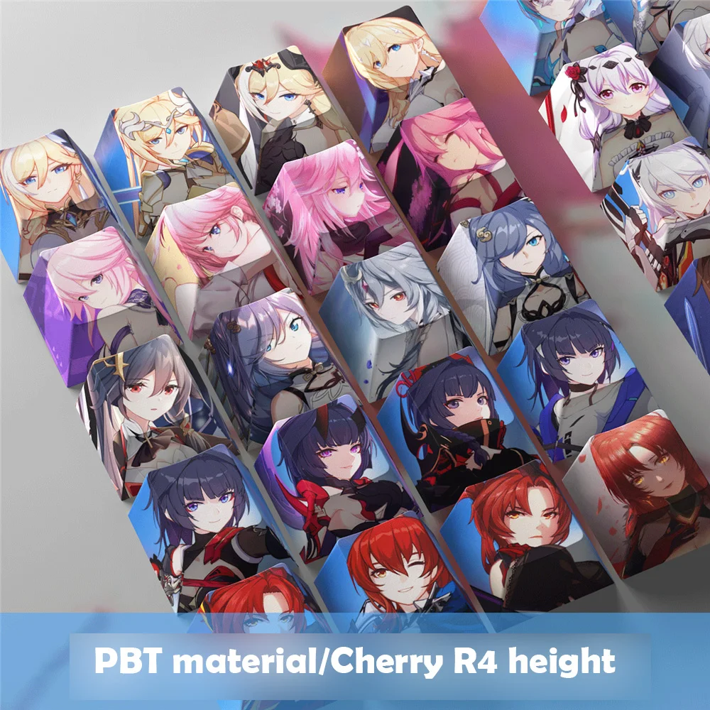 Honkai Impact Keycaps Anime Game Keyboard Caps Cherry Profile DIY Custom Game Character Keycaps for Mechanical Keyboard