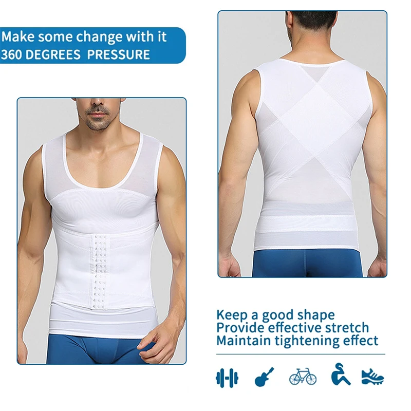 Men\'s Slimming Shaper Posture Vest Abdomen Reducing Gynecomastia Compression Body Modeling Shapewear Chest Tummy Shirt Corset