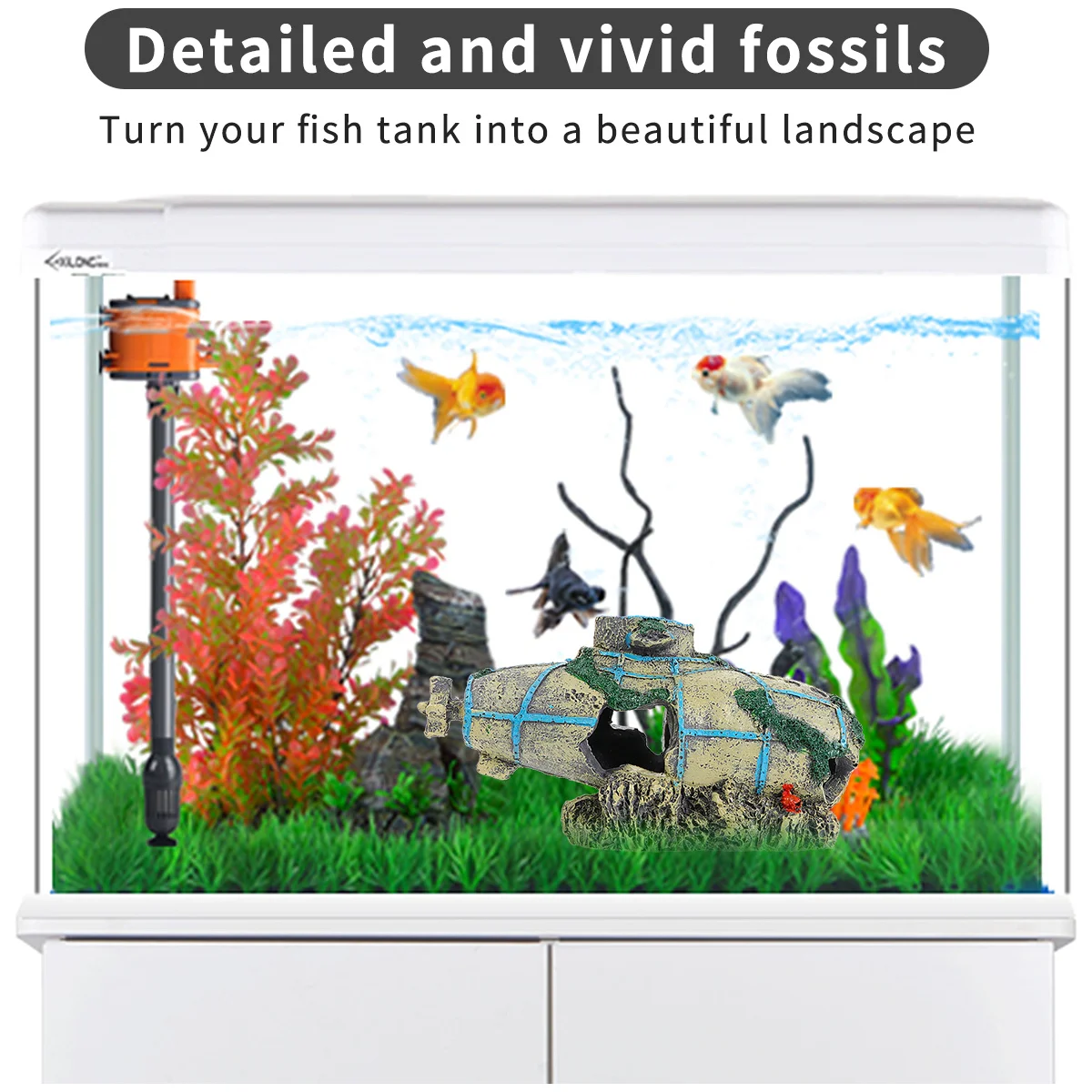 

Simulation Submarine Aquarium Decor Resin Fish Tank Ornament Retro Landscape with Safe Non-Fading Design for Fresh Or Salt Water