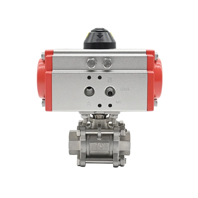 

JTAIV Factory Customized DN15-DN100 Single Double Acting Sanitary SS304 3PC pneumatic actuator Pneumatic Threaded Ball Valve