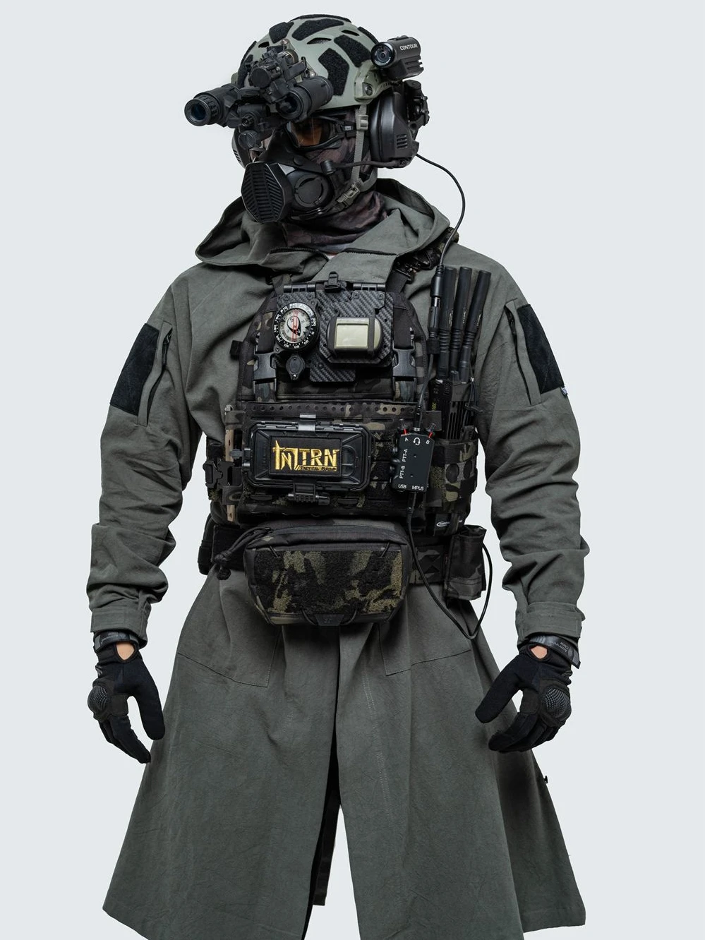 TRN-Tactical Crepe Shirt, Improved Cotton Imitation Linen, Smock Coat, Long Trench