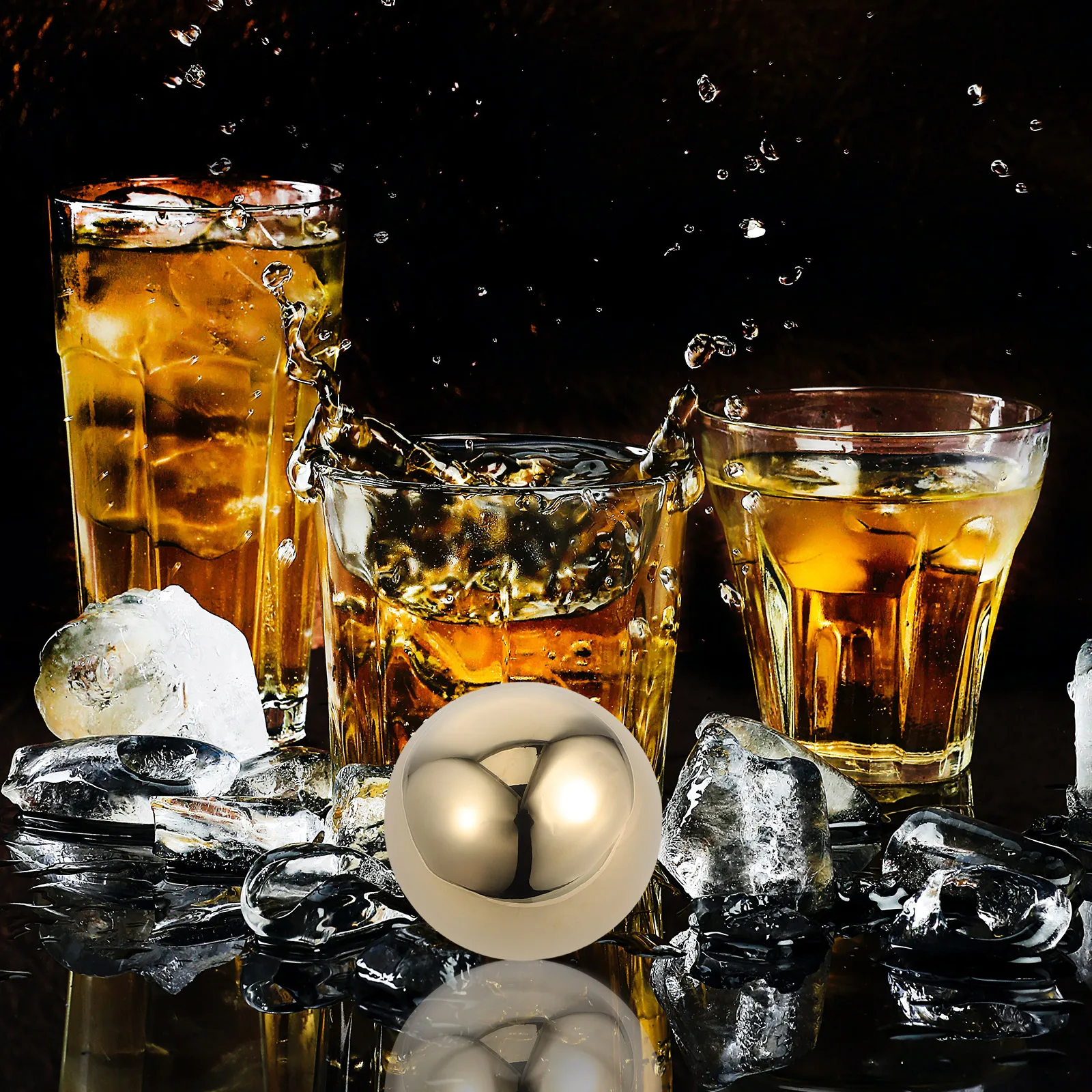 

2pcs Stainless Steel Ice Balls 55mm Mirror Finish Cooling Beverage Whiskey Beer Ice Cubes Mold Storage Box Silver Color