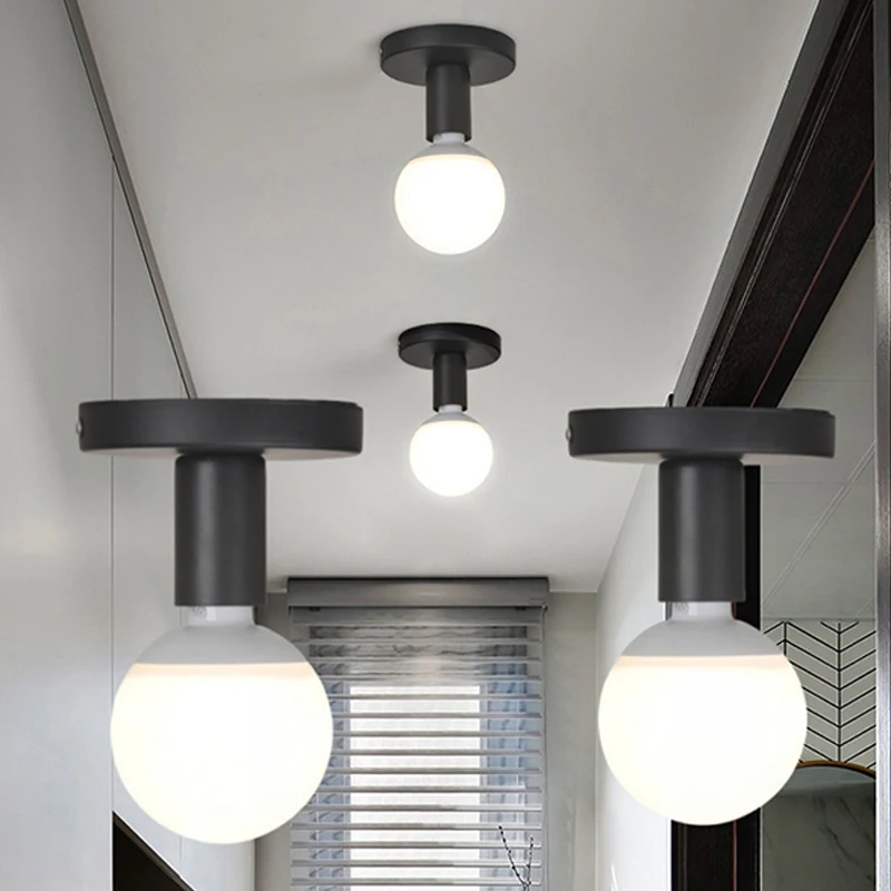 1 Set Ceiling Lamp Wall Lamp Holder Modern Nordic Retro Iron Lamp Decor For Living Room Bedroom Bathroom E27 Lamp Base