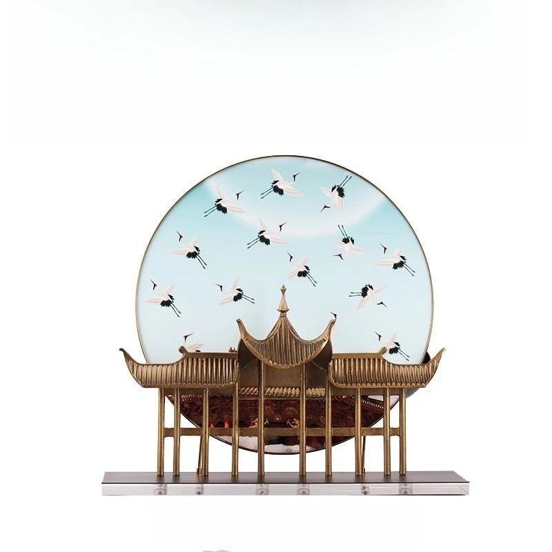 

New Chinese Crane Palace Metal Acrylic Ornament Sample Room Sales Office Lobby Entrance Tea Room Hotel Accessories