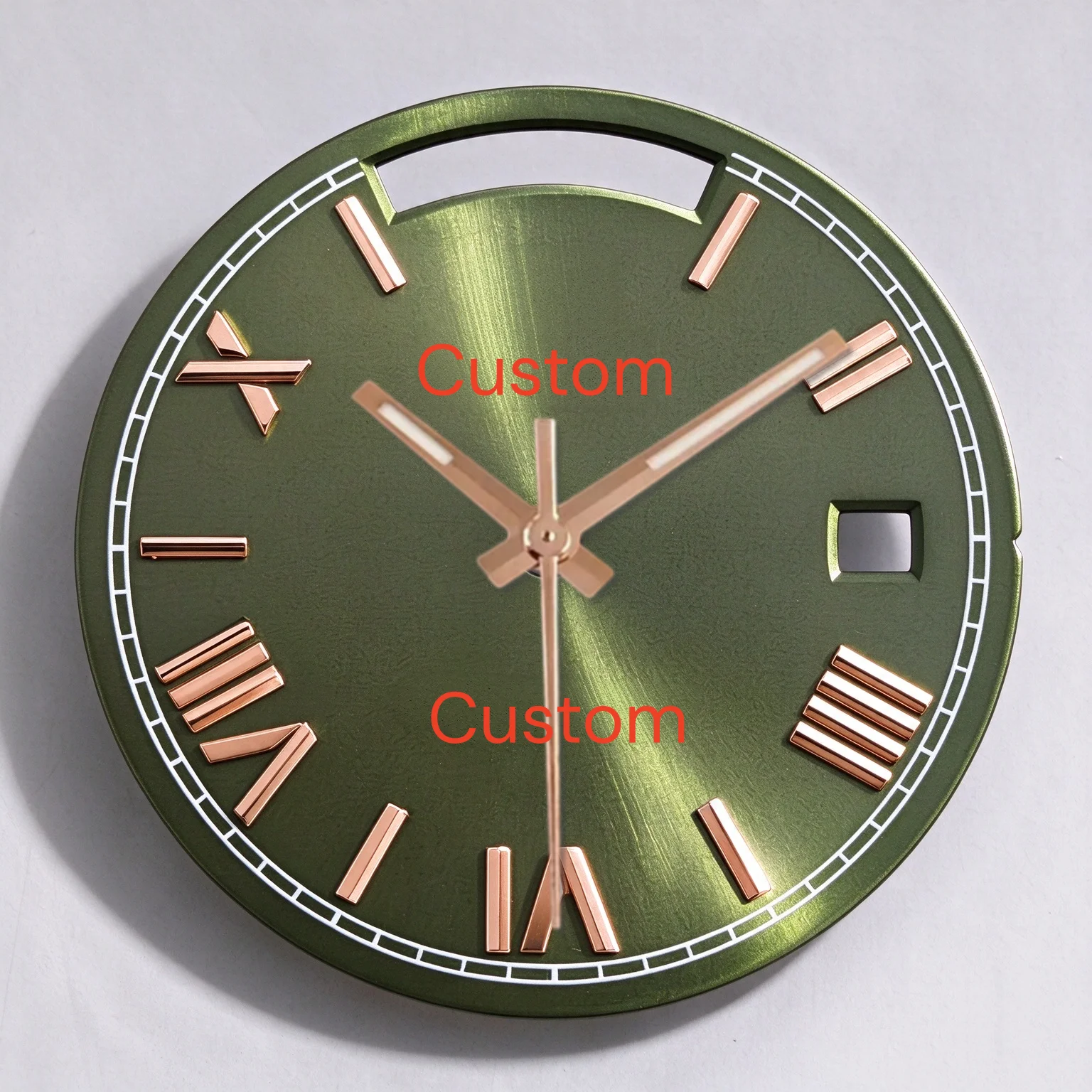 29mm Day Week Date Retro Green Dial Rose Gold Edge Fit Miyota 8285 Automatic Movement Watch Accessories Mod Customizable Dial