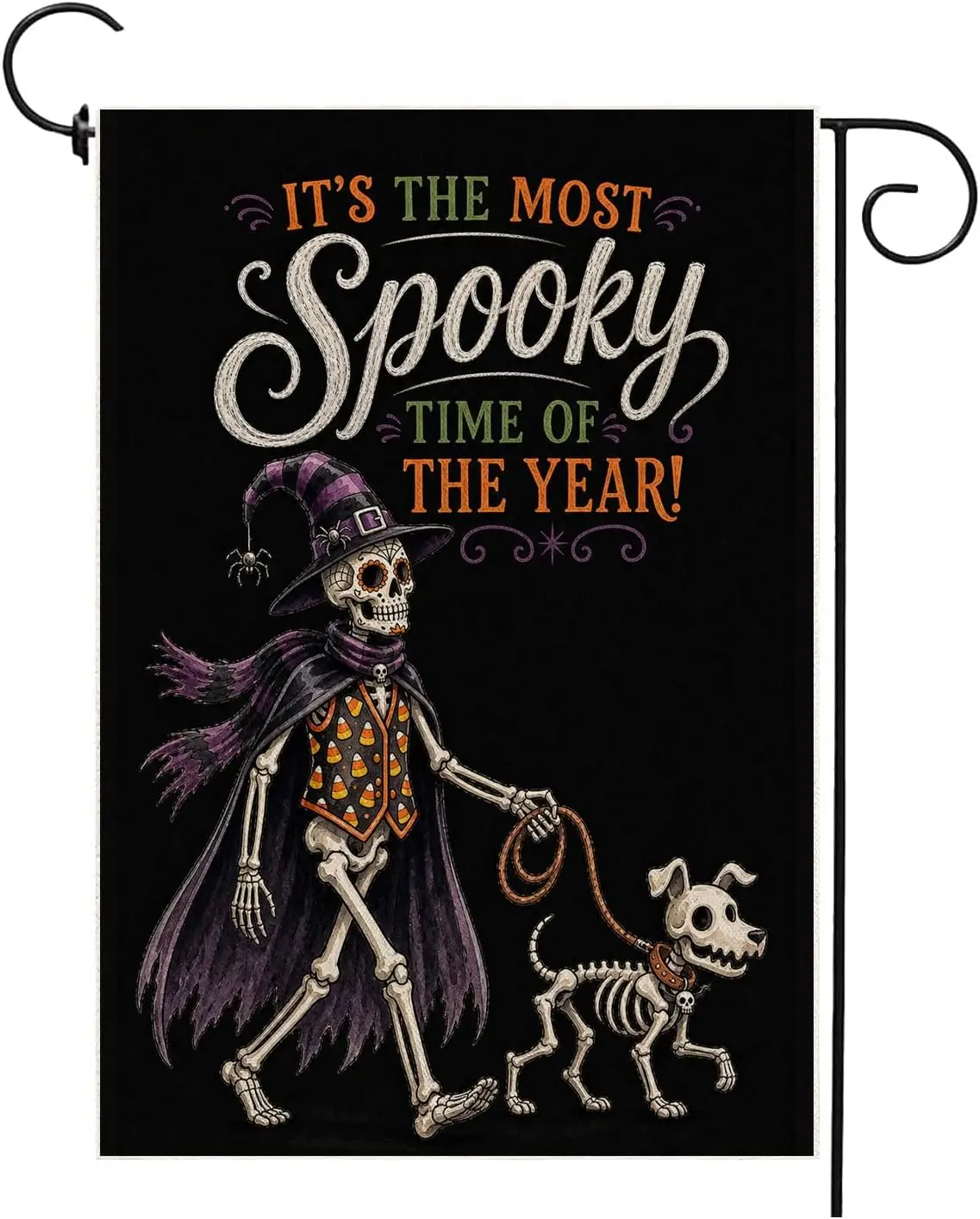 It's The Most Spooky Time Of The Year Halloween Garden Flag 12 x 18 Inch Double Sided Funny Spooky Skeleton Skull Dogs H aaz