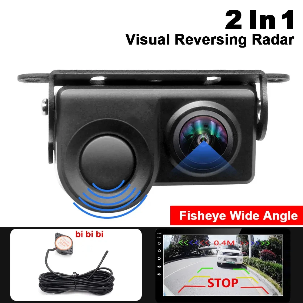 Parking Assistant System Waterproof 170°Radar Detector Sensor2in1 Sound Alarm Car Reverse Backup Rear View Camera Night Vision 