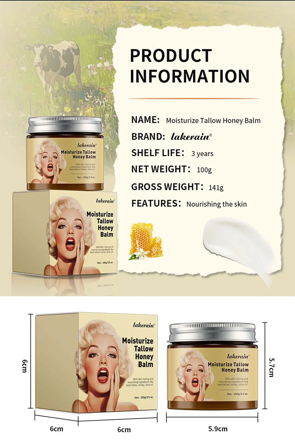 كريم ليكراين المرطب والمغذي للوجه، إصلاح الرطوبة العميقة وحاجز البشرة، للبشرة الناعمة والناعمة والممتلئة #5