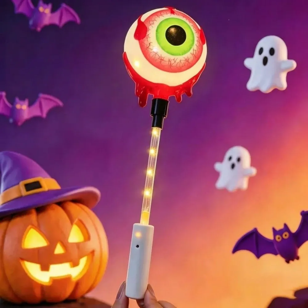 Pumpkin LED Glow Wands Cartoon Designs Flashing Lights Light Up Wand Portable Light 3 Lighting Modes Halloween Wands