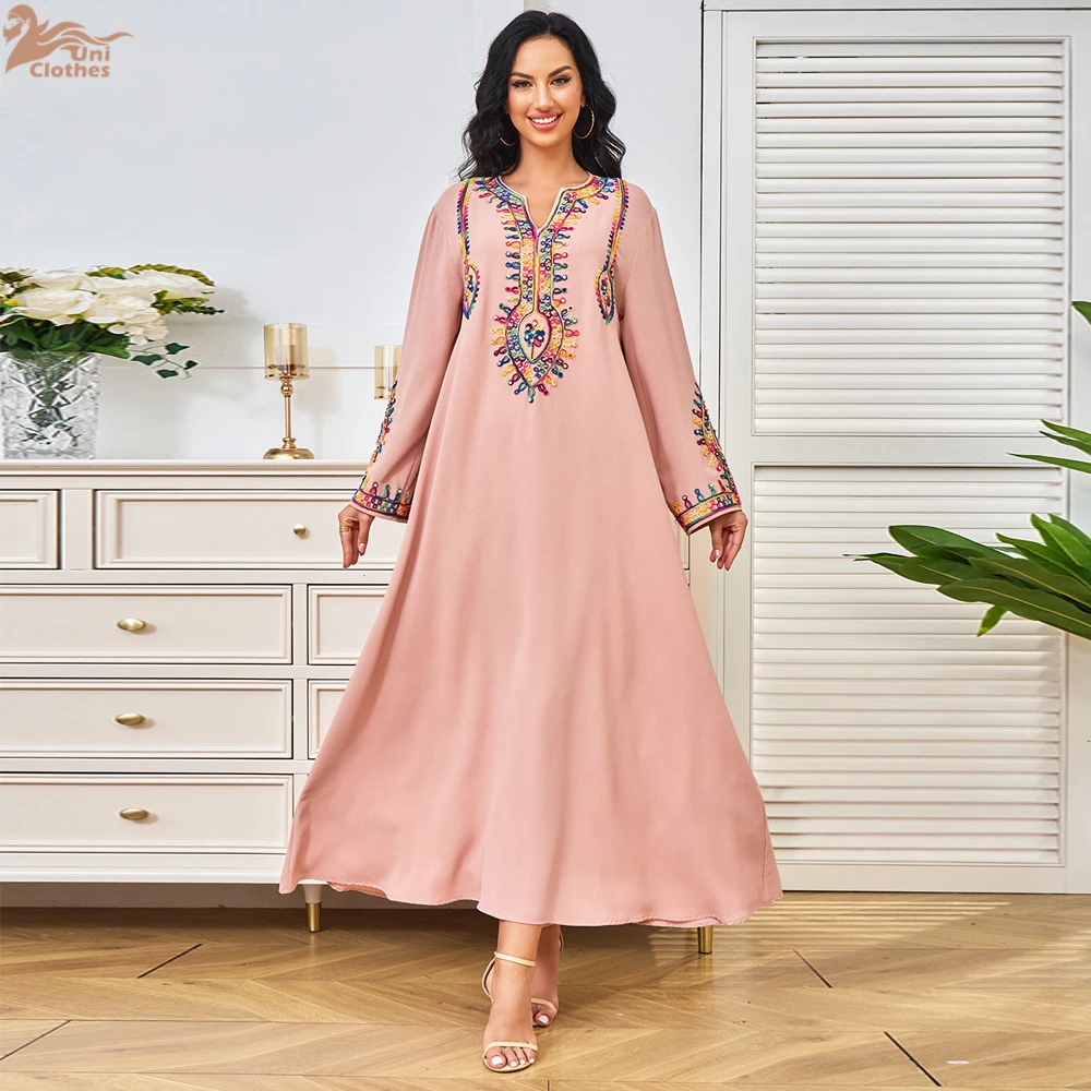 

Ramadan Abayas for Women Muslim Embroidery Maxi Dress Dubai Kaftan Turkey Arab Robe Eid Djellaba Caftan Marocain Femme Jalabiya