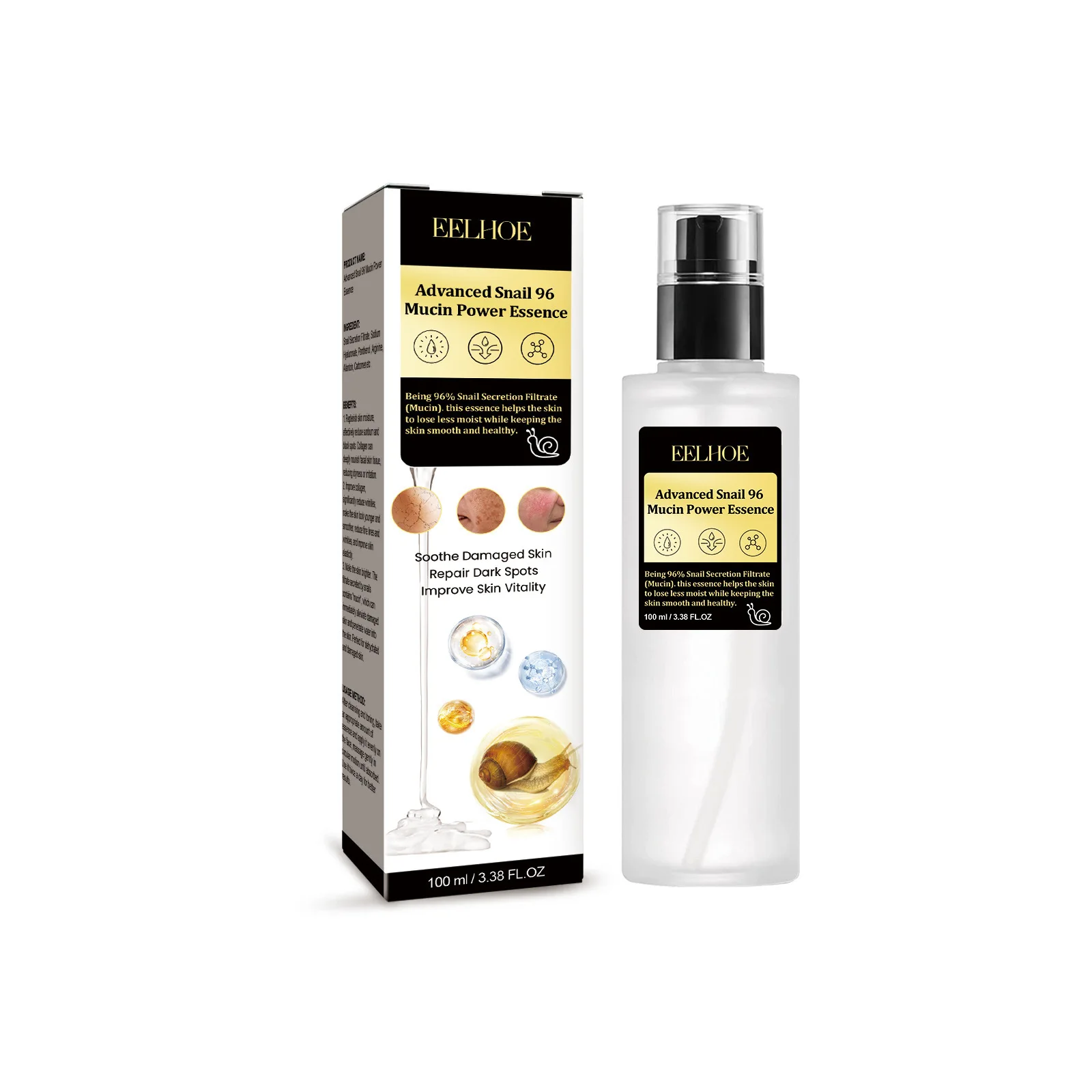 EELHOE Snail Serum Original Hyaluronic Acid Moisturizing Face Lifting Firm Skin Tightening Repair Skin Nourish Snail Slime Serum - Detail 1