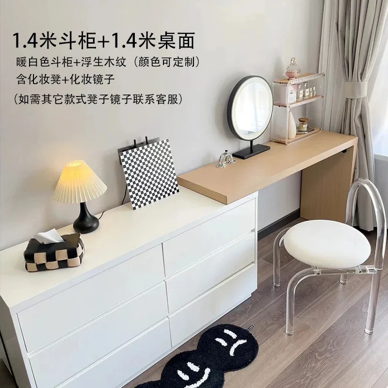 Dressing Table Simple Modern Telescopic Bucket Cabinet Integrated Makeup Table Solid Wood Small Unit Corner Storage Italian Styl