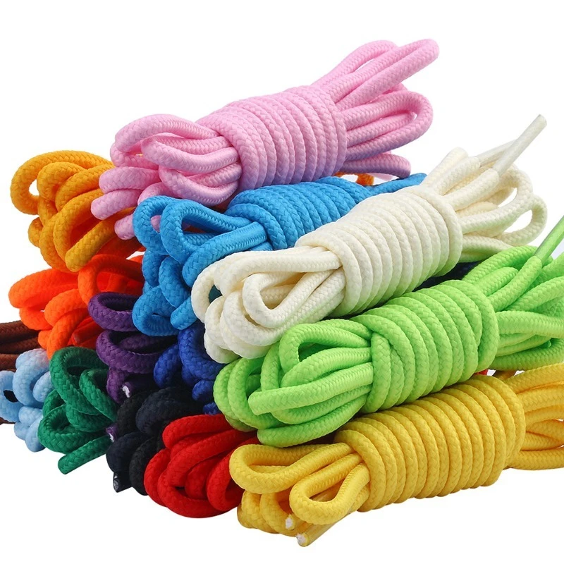 Half Round Solid Color Shoelaces 4mm Wide 120cm 1Pair Classic Replacement Laces for Sneakers Casual Shoes
