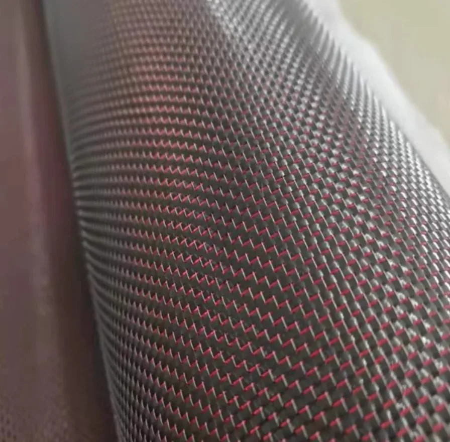 

3K Carbon Fiber Red Metallic Reflection Mixed Plain Fabric Cloth 100cm x50cm