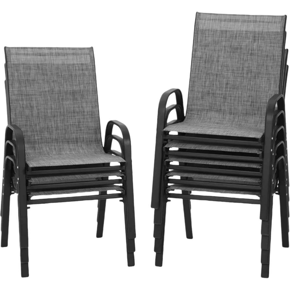 PIZZELLO Patio Chairs Set of 8 - Outdoor Stackable Dining Chairs for All Weather - Lightweight Textilene Outdoor Chair Sets with