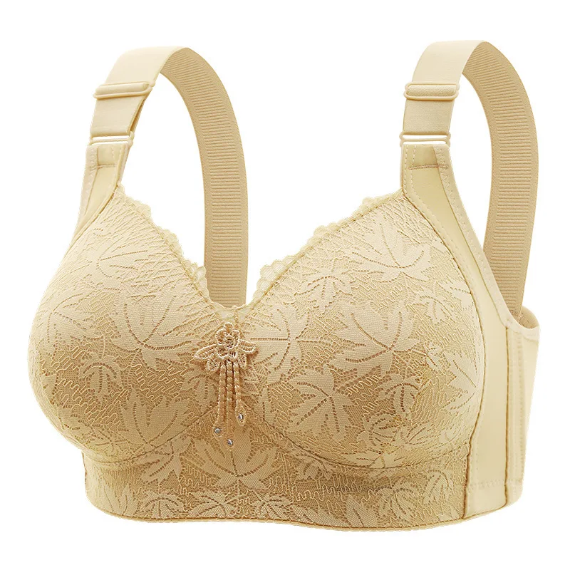 Kabelloser Damen-BH mit verstellbaren Trägern, sexy Spitzenbesatz, seitlicher Stütze, voller Körbchen, Lingerie für den Alltag