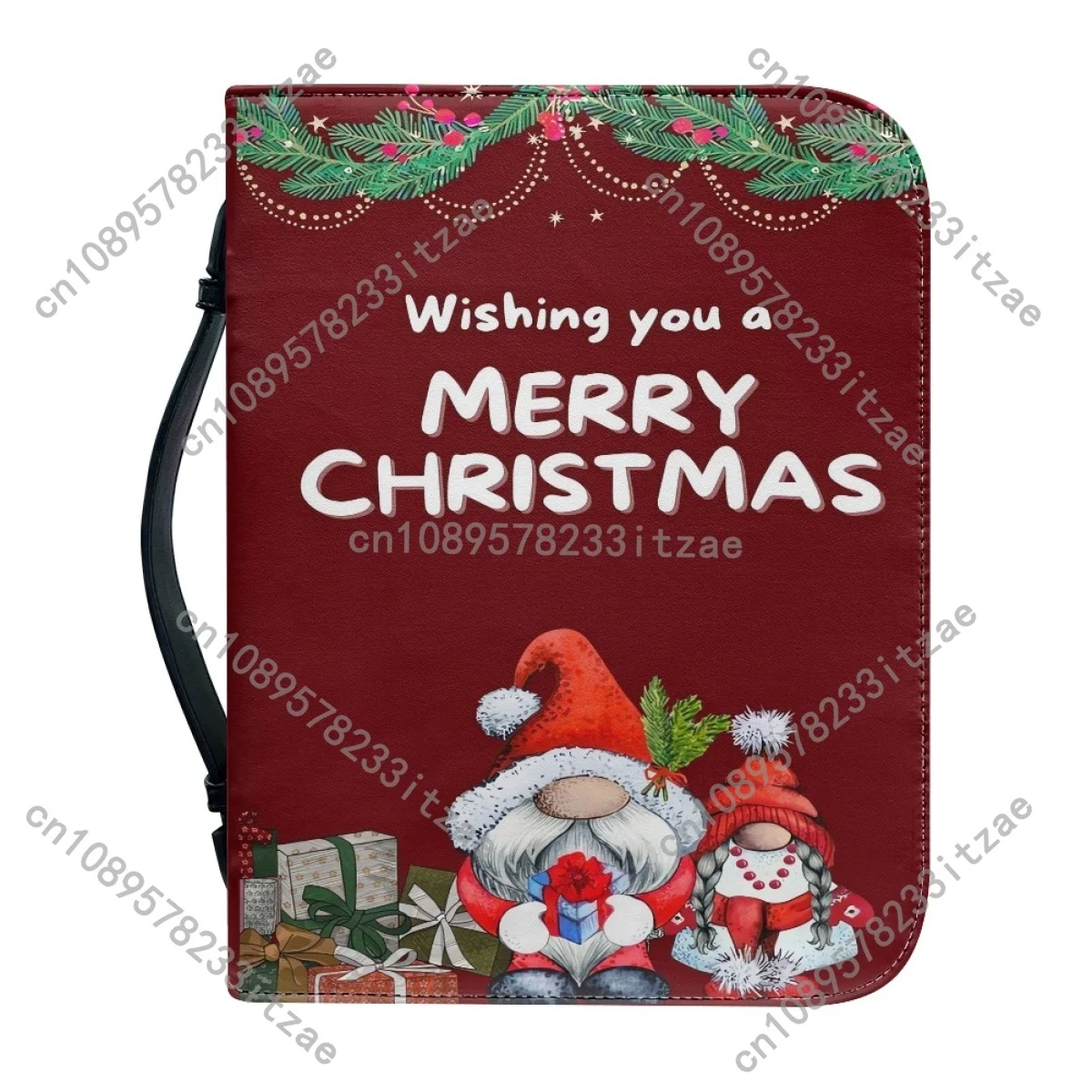 2024 عيد الميلاد الكتاب المقدس حقيبة سانتا كلوز نمط المرأة الكتاب المقدس غطاء حالة الكتاب المقدس تخزين أكياس السيدات سستة مقبض حقيبة يد الهدايا