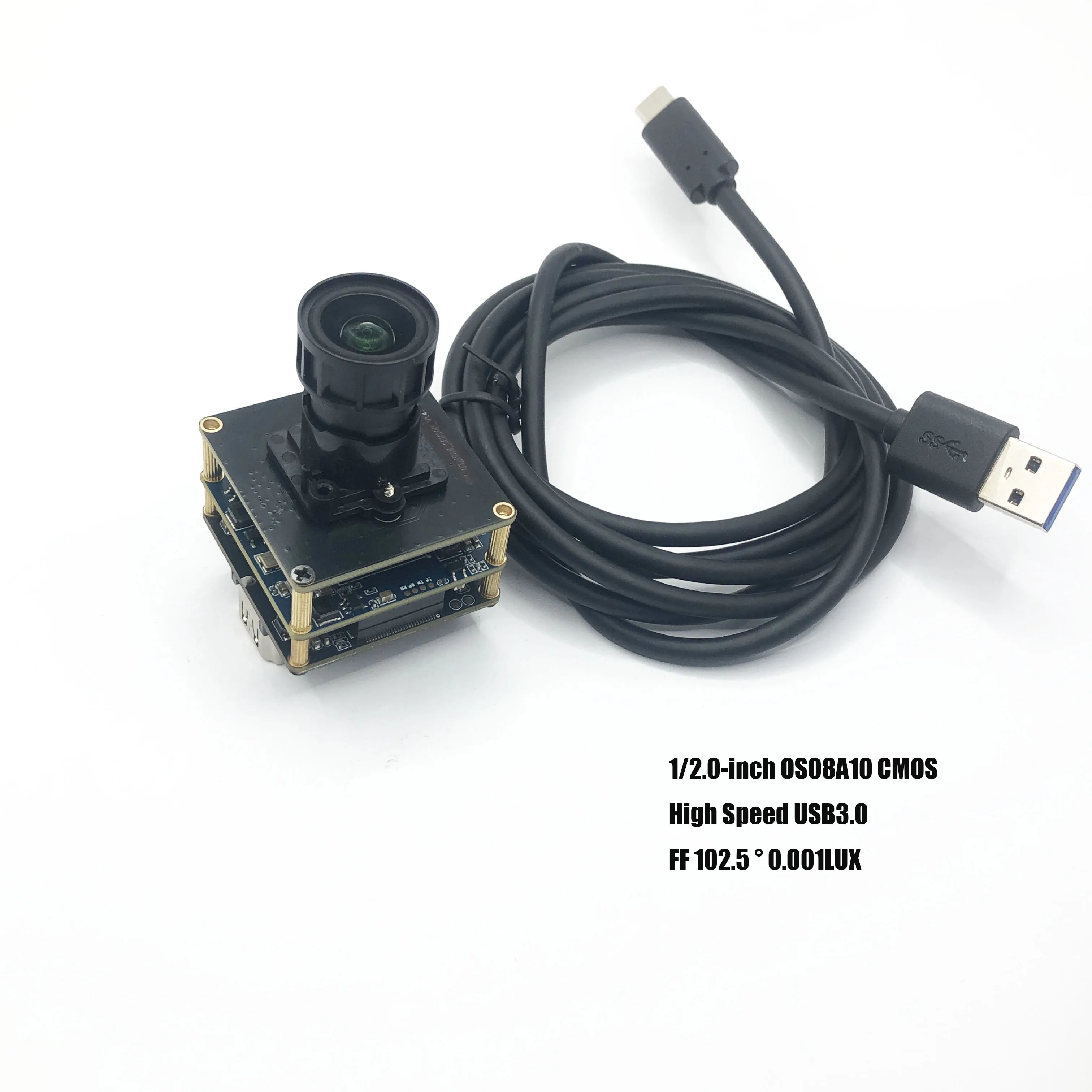 

4K 8MP HD 1/2.0-inch OS08A10 CMOS USB3.0 Camera Module FF 102.5° 0.001LUX With 60FPS UVC-compliant, Plug and Play 3840Hx2160V