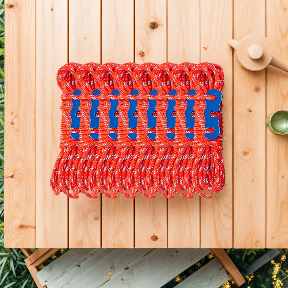 8 قطعة 3 مللي متر في الهواء الطلق خيمة غي الحبال التخييم اكسسوارات 13ft خيمة خط الحبل الثابت للتخييم التنزه المظلة المأوى النشاط في الهواء الطلق #4