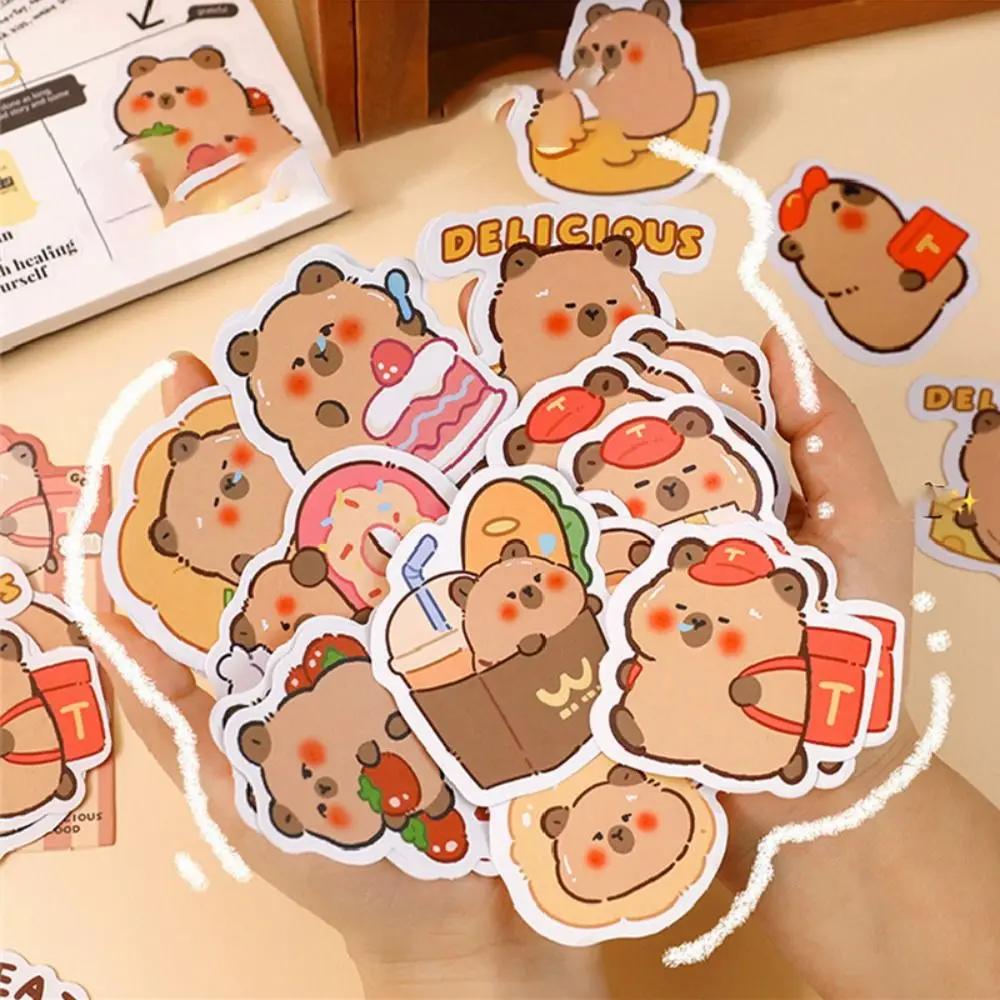 30 sheets/bag Kawaii Capybara Stickers Cute Waterproof DIY Scrapbook Decorative Multi-purpose Durable Stationery Sticker