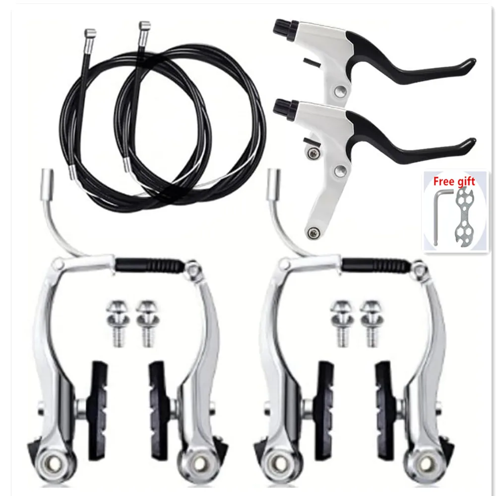 

Набор тормозных суппортов для горного велосипеда, Комплект тормозных зажимов линейного вытягивания для BMX Cruiser с тормозными колодками и Серебристым