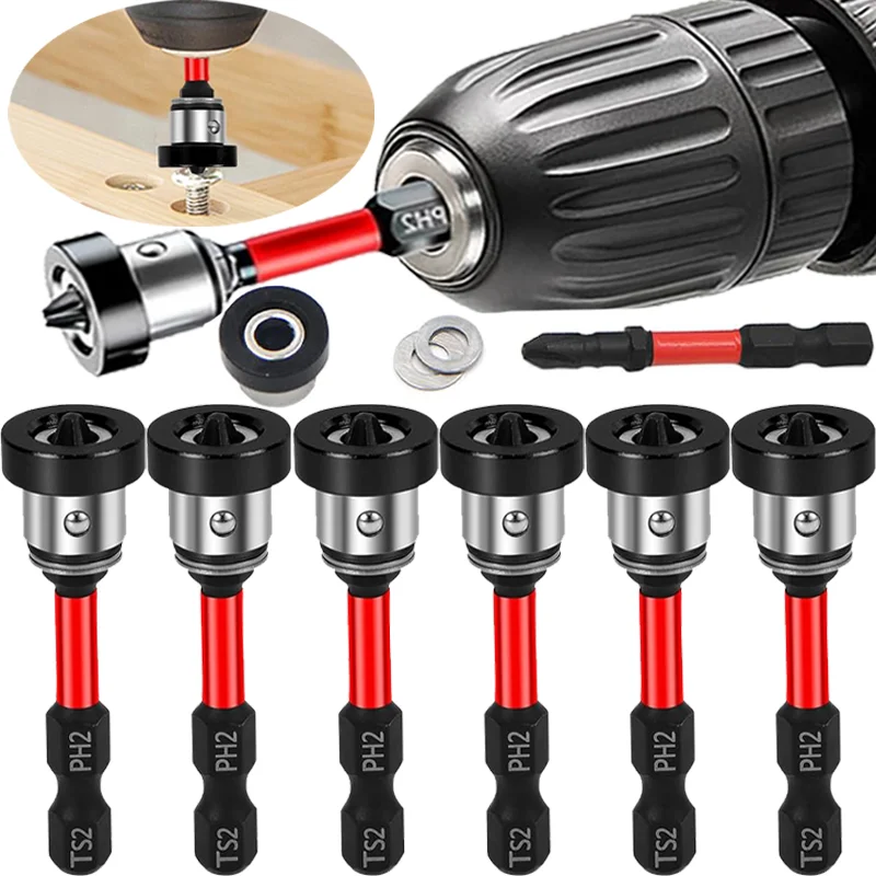 S2 Steel Magnetic Positioning Screwdriver Bits Hex Shank Drywall Screw Bits Plasterboard Locating Batch Head Power Drilling Tool