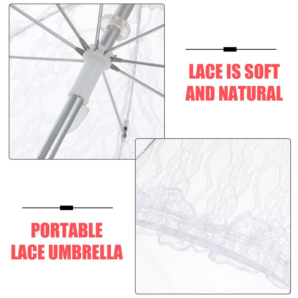 2Pcs Large Delicate Lace Umbrella Photography Prop for Wedding Bridal Photoshoot Vintage Tea Party Dance Performance Elegant view 2