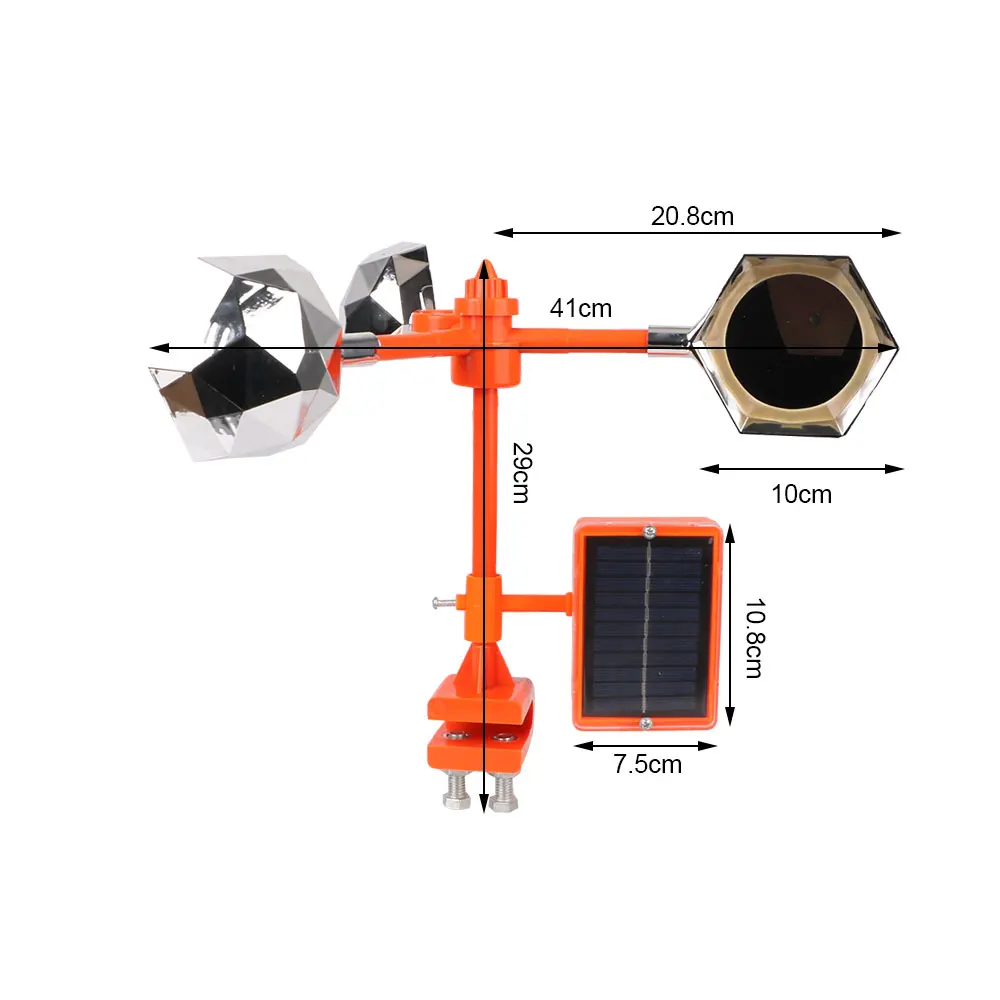 Odblaskowy słoneczny odstraszacz ptaków Urządzenie do jazdy na zewnątrz Ogród Wiatr Moc Odstraszacz ptaków Głosowy odstraszacz ptaków 360°°
