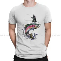 Fisherman Nature Rainbow Trout T Shirt Vintage Teenager Homme High Quality Tshirt Loose Crewneck Streetwear