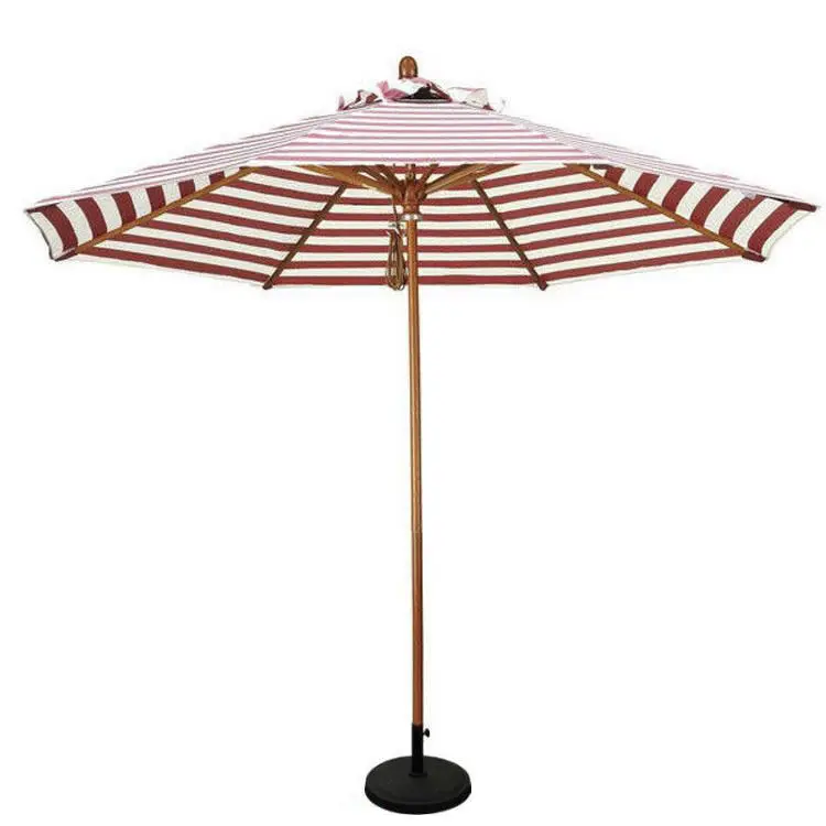 */*Outdoor Sun Umbrella Imitation Wood Aluminum Alloy Stripe 2.1/2 Round Courtyard Garden Cafe Camping Foldable