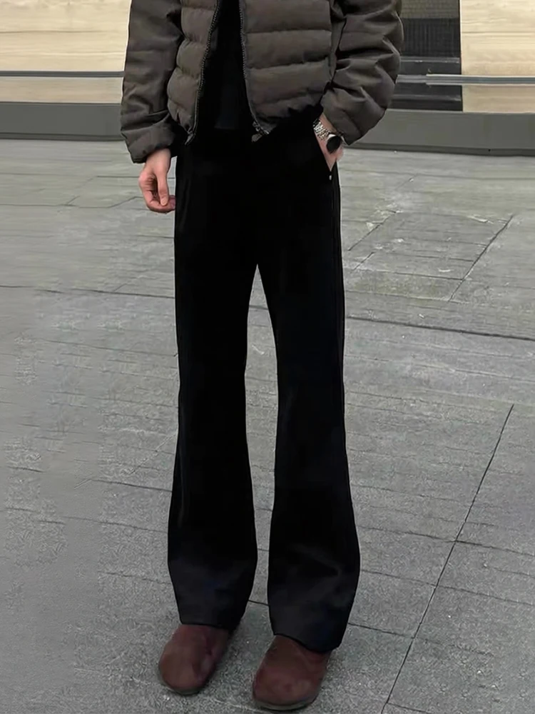 

Bla Thiened Fce Lined Straight Leg Jeans Men's Winter Faion High Street Vibe American Sle Bell Bot