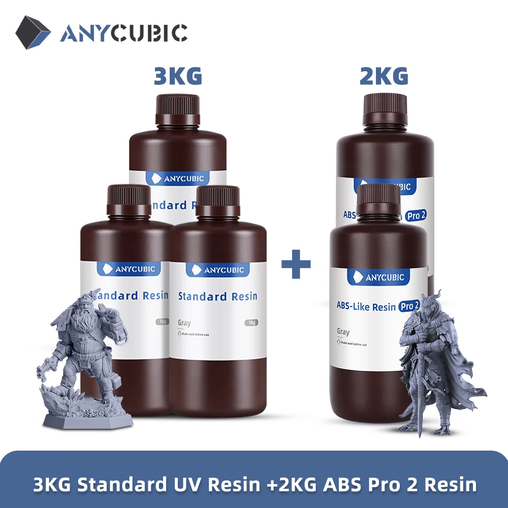 ANYCUBIC 5KG UV Standard+ABS Pro 2 High Precision Resin For Photon 3D Printer 405nm Rapid UV-Curing Photopolymer Resin 5KG