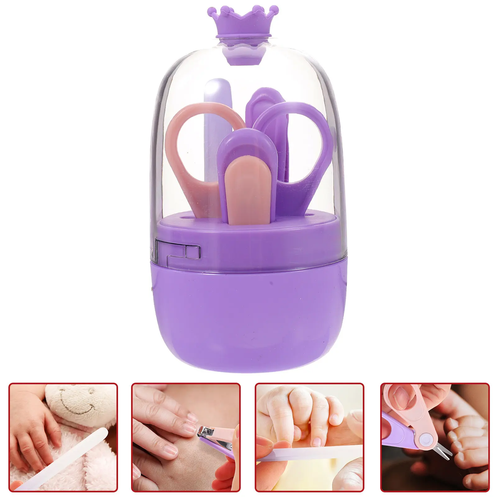 

1 set 1 Set Baby Nail Clipper Kit Infant Grooming Tools Stainless Steel Trimmer Newborn Care Hygienic Storage Case Baby Nail Kit