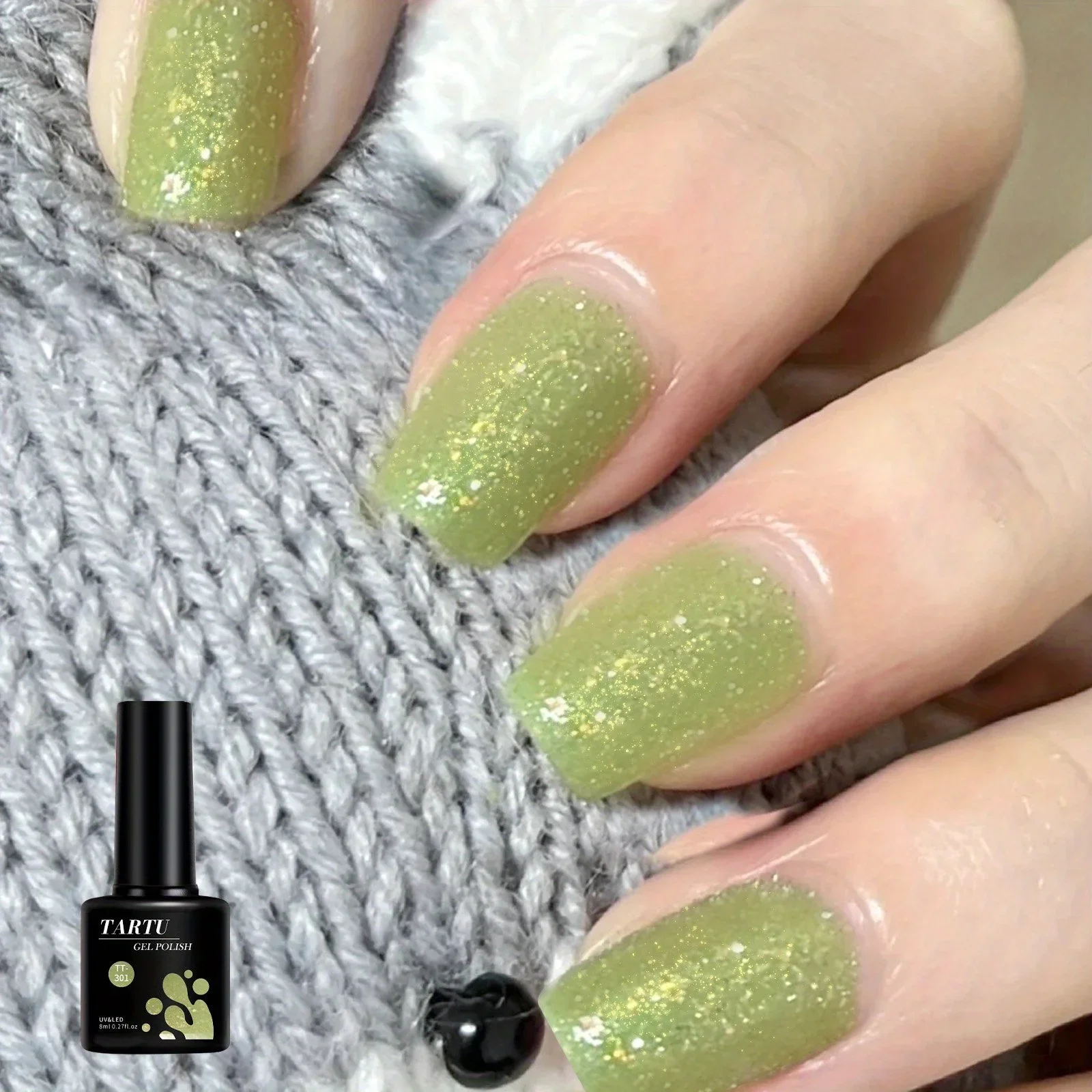 Esmalte de uñas en gel con purpurina, 8 ml Soak Off LED/UV, esmalte de uñas en gel, duradero y de secado rápido, para manicura de salón en casa