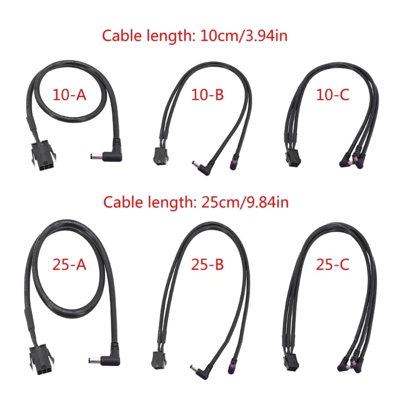 for Graphics Card GPU PCI-E 6Pin Power Cable to 1 2 3 DC 5.5*2.1mm Male to female Adapter 12V Output Power Supply Cable