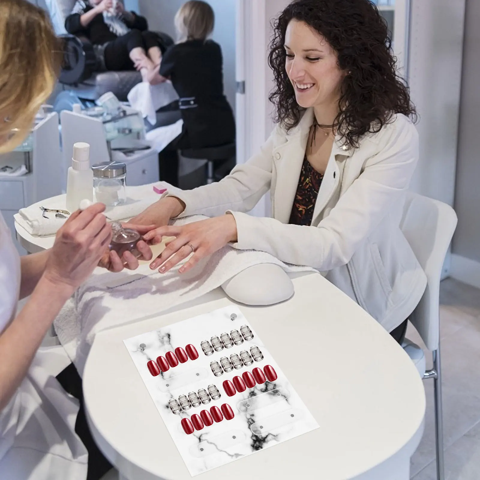 

Элегантная магнитная доска для дизайна ногтей, акриловый мраморный дизайн, портативная подставка для украшения накладных ногтей, настольный аксессуар