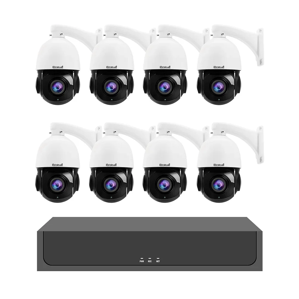 JideTech 5MP 8 channel surveillance Smart NVR kit  CCTV ip PTZ POE Camera System with auto tracking human detection