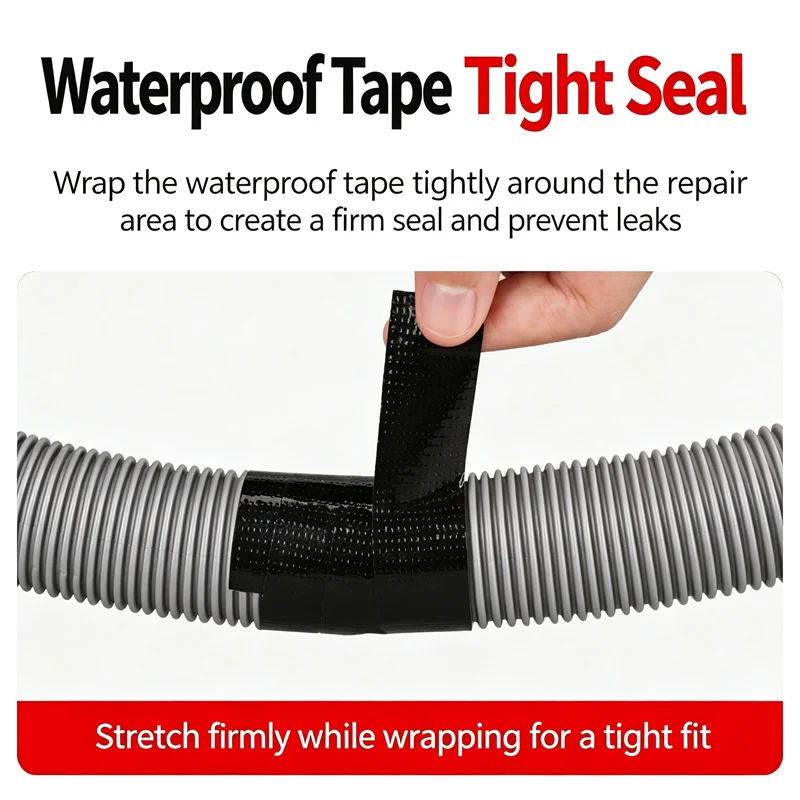 Heavy Duty Waterproof Leak-Stop Tape Repair Cracked Kitchen Hoses Sealing Sewer Lines Washing Machine Drain Pipes