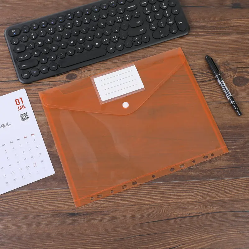 10pcs 11 Holes 31*24cm File Bags with Label Stickers Document Orginizer Storage Bag for Student Test Paper Office Files