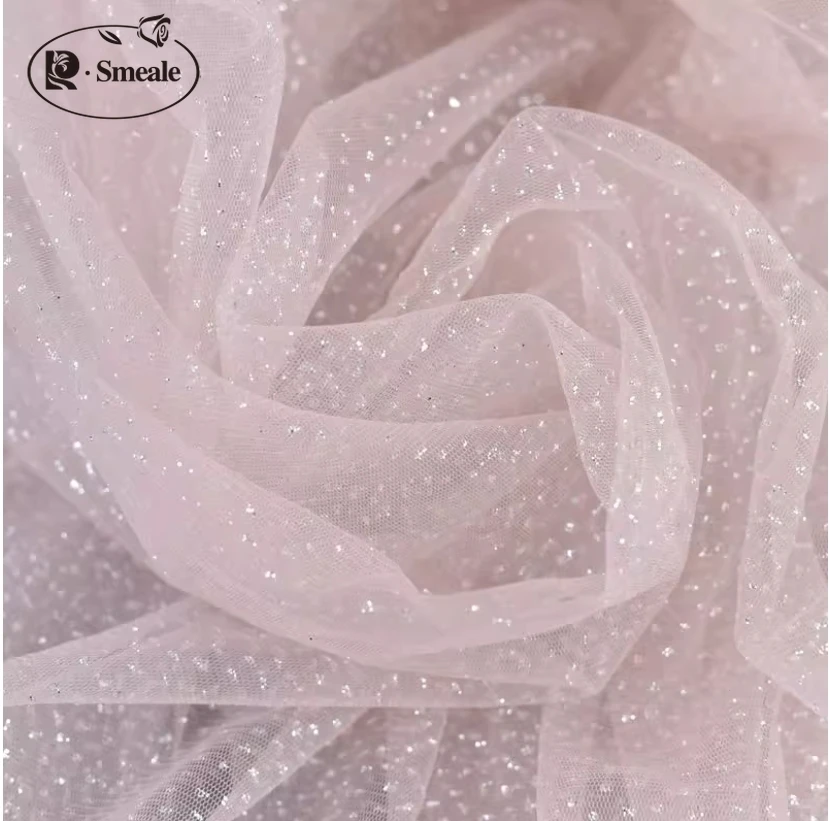 5Meters/lot Shiny Fine Powder Tulle Fabric Silver Fine Powder Veil Wedding Background Yarn Tulle Fabric