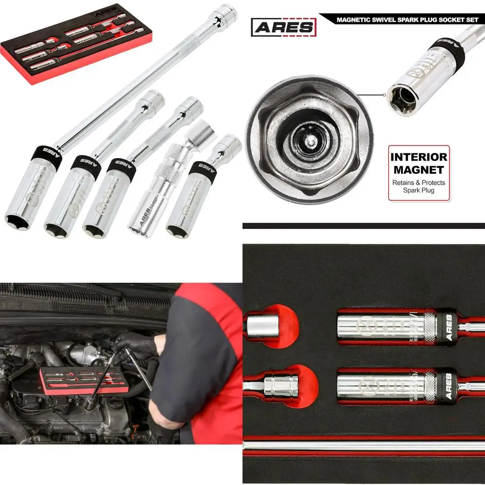 

11052-5-комплект магнитных поворотных розеток для свечей зажигания — тонкостенная розетка 14 мм, 6-дюймовая удлинительная розетка 9/16 и 5/8 розеток с